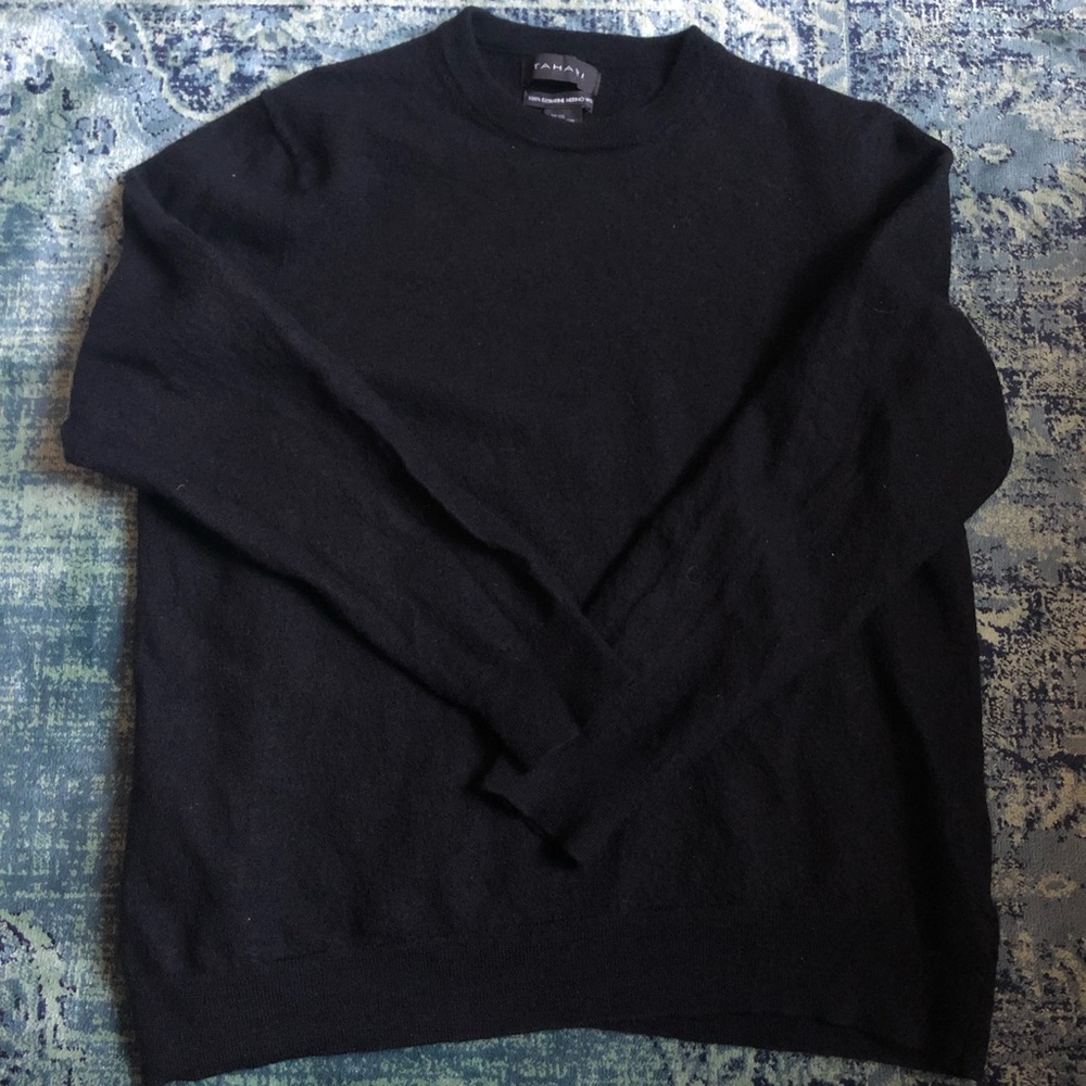 Tahari 100% Merino Wool Crewneck Black XXL sweater